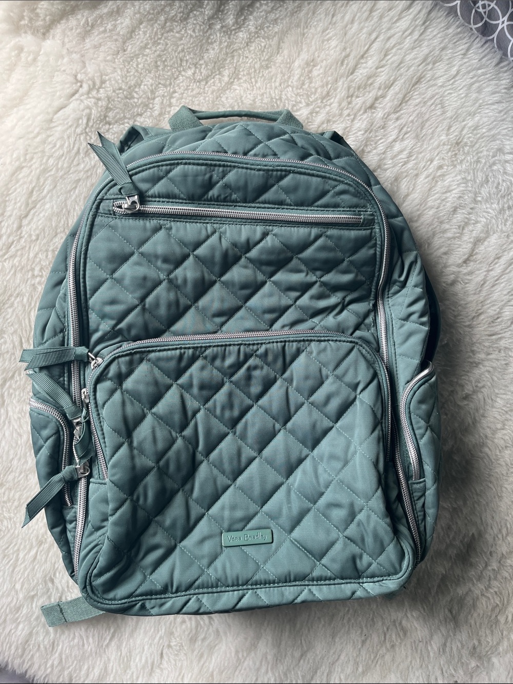 Vera Bradley performance twill quilted Commuter Backpack in Olive Leaf green